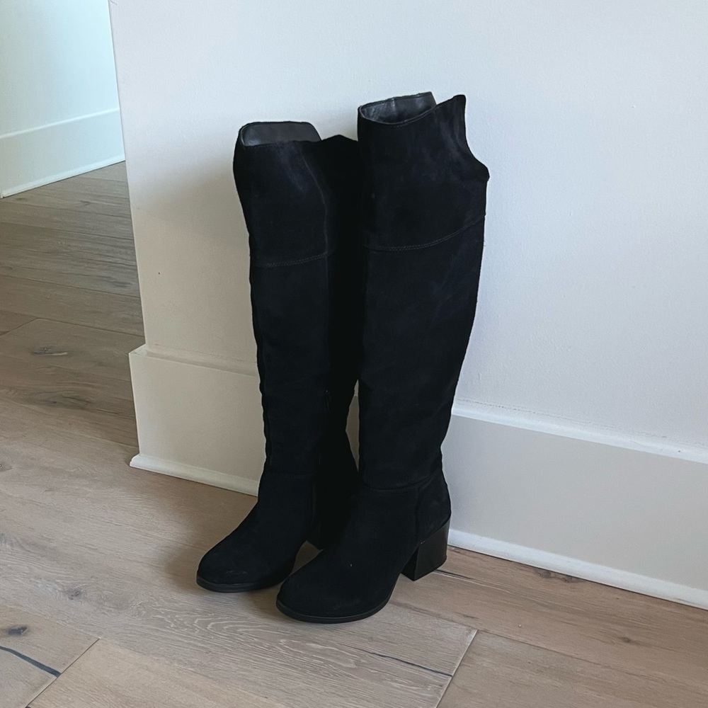 Steve Madden, black suede over-the-knee boots, style Orabela, size 7.5
